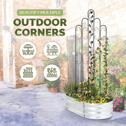 Idzo 71 in. Decorative Metal Trellis for Climbing Plants Outdoor, Heavy-Duty Steel Garden Trellis with Durable Powder Coating, Black Bird Pattern