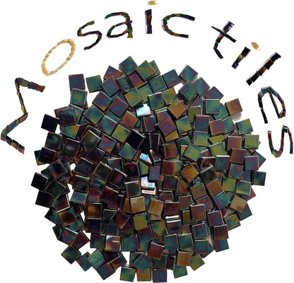 SMEIINIK 1.1lb Bulk Single Iridescent Color Mosaic Tiles for Crafts, Glass Mosaic Pieces for Mosaic Puzzles, Stained Glass Tiles for Mosaic DIY, Mosaic Making Supplies (WJ48-8)