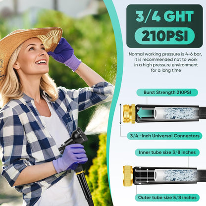 Garden Hose 10FT, Non-Expanding, Lightweight Hose, Leak-Proof Metal Interface, No-Knots, Easy to Carry, Wear-Resistant, Sturdy, Flexible, 3/4GHT, Water Hose for Yard, Garden, No Nozzle