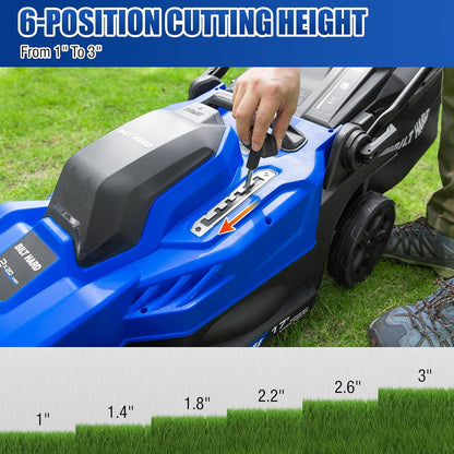BILT HARD 40V 17" Brushless Cordless Lawn Mower, 2-in-1 Electric Lawn Mower, Push Lawnmower with 6-Position Height Adjustment, 2 x 4.0Ah Batteries & Dual Charger Included