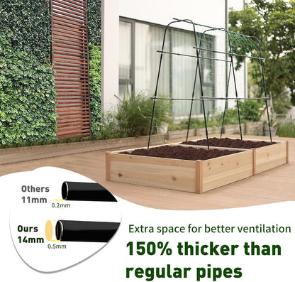 Lalahoni Cucumber Trellis, 5.3x5.3 Feet Metal Garden Arch Plant Support for Climbing Plants Outdoor Vegetable Fruit Flower Vine Peas Beans Trellis for Raised Bed, Lightweight, Black