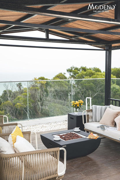 AMS Fireplace | Modeno | Aurora | Firepit Table | Cover and Lava Rocks Included | (Fuel: Liquid Propane - Black)