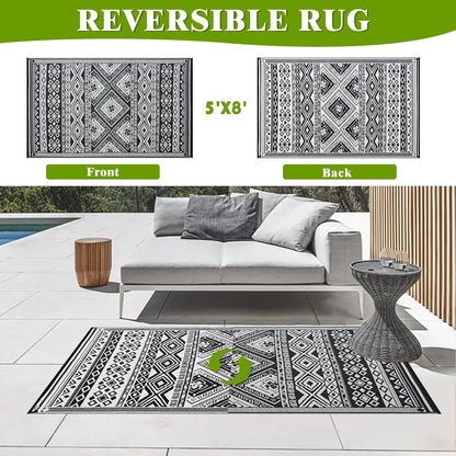 Outdoor Rug 5x8 ft Waterproof, Reversible Outdoor Plastic Straw Rug for Patios Clearance, Outdoor Area Rug Carpet RV Mat for Camping Backyard Deck Porch