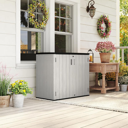 HOMSPARK 37 Cu.Ft Outdoor Storage Shed Weather Resistant, Resin Storage Sheds & Outdoor Storage Box for Backyard Garden Patio Lawn, Multi functional | Double-wall Shed with Lockable Doors,(Light Gray)