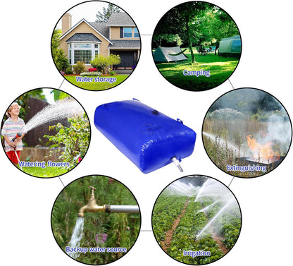 1400 L/370 gal Water Bladder Storage Containers, Foldable Portable Water Tank Large Capacity Soft Water Bag, Drought Resistance, Fire Prevention, Emergency Water
