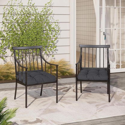 Aoodor 19" x 19" x 5" Tufted Outdoor Chair Cushions, Water Resistant & Fade Resistant Polyester Dining Chair Pads with 2 Straps for Patio Furniture, Set of 2