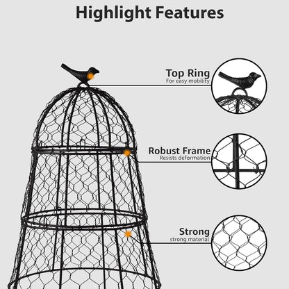 Pack of 12 Heavy-Duty Chicken Wire Plant Cloches – Rustproof Garden Protectors and Plant Cages for Vegetables and Flowers – Safeguard Plants from Deer and Critters – 20” x 12”
