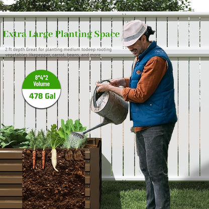 8x4x2 ft Outdoor Raised Garden Bed, Large Metal Planter Raised Beds, Planters for Outdoor Plants for Vegetables, Flowers, Herbs, Fruits, and Succulents.(2 Pcs)