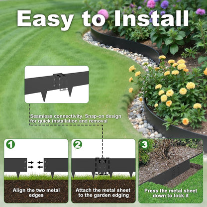 Metal Landscape Edging 6" H X 40" L, 6 Pack Black Bendable Steel Garden Edging Border,Heavy Duty Metal Edging for Landscaping Yard Lawn and Flower Bed Border(20 Ft)