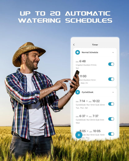 RAINPOINT WiFi Water Timer, Brass Inlet Smart Hose Faucet Timer, Automatic Irrigation System Controller for Yard Watering, APP Control via 2.4Ghz WiFi and Bluetooth (V2, 2025 Release)