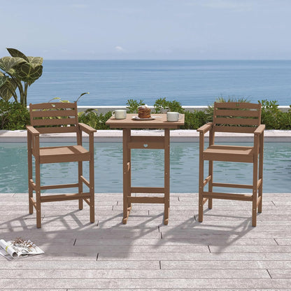 Adirondack Outdoor Bar Table, Durable HDPE Composite, Weather Resistant, Easy to Clean, Perfect for Backyard and Poolside Use, Teak