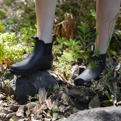 HISEA Women's Short Rain Boots Waterproof Garden Shoes Rubber Chelsea Boots Anti-Slipping Rainboots for Ladies with Comfort Insole Lightweight Stylish Ankle Rain Shoes Outdoor Work Booties