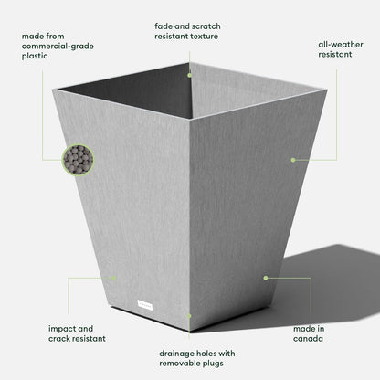 Veradek Pure Series Nobleton Plastic Planter - Large Pots for Indoor or Outdoor Porch/Patio | Durable All-Weather Use with Drainage Holes | Modern Planter Décor for Flowers, Shrubs, Trees
