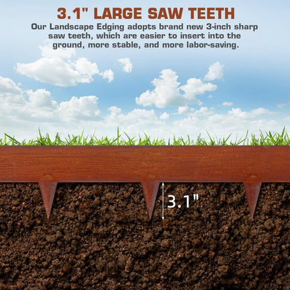 42" L X 6.3" H Corten Steel Landscape Edging, 6 Pack Hammer in Landscape Edging, Garden Edging Border for Lawn, Flower Bed, Yard (Rust-Colored)