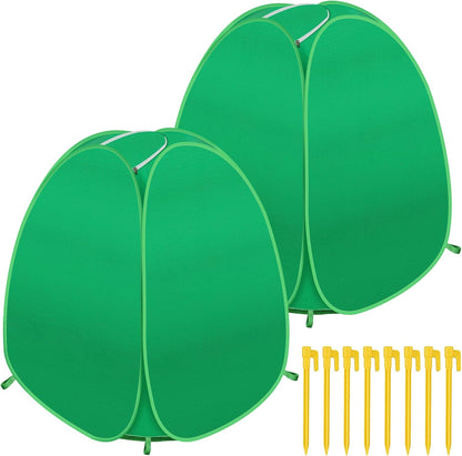 2 Pack Plant Covers Freeze Protection, Pop Up Shrub Frost Covers for Outdoor Plants Warm Plant Protectors Tent for Winter Protecting Fruit Potted Plants and Shrub from Freezing Animals Eating(22x22x23