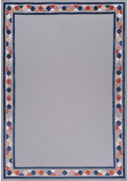 Beverly Rug Outdoor Rug 4x6 Modern Bordered Area Rugs for Indoor and Outdoor Patio Easy to Clean Non Shedding Living Room Porch Garden Washable Outside Carpet (4 x 6 Gray)