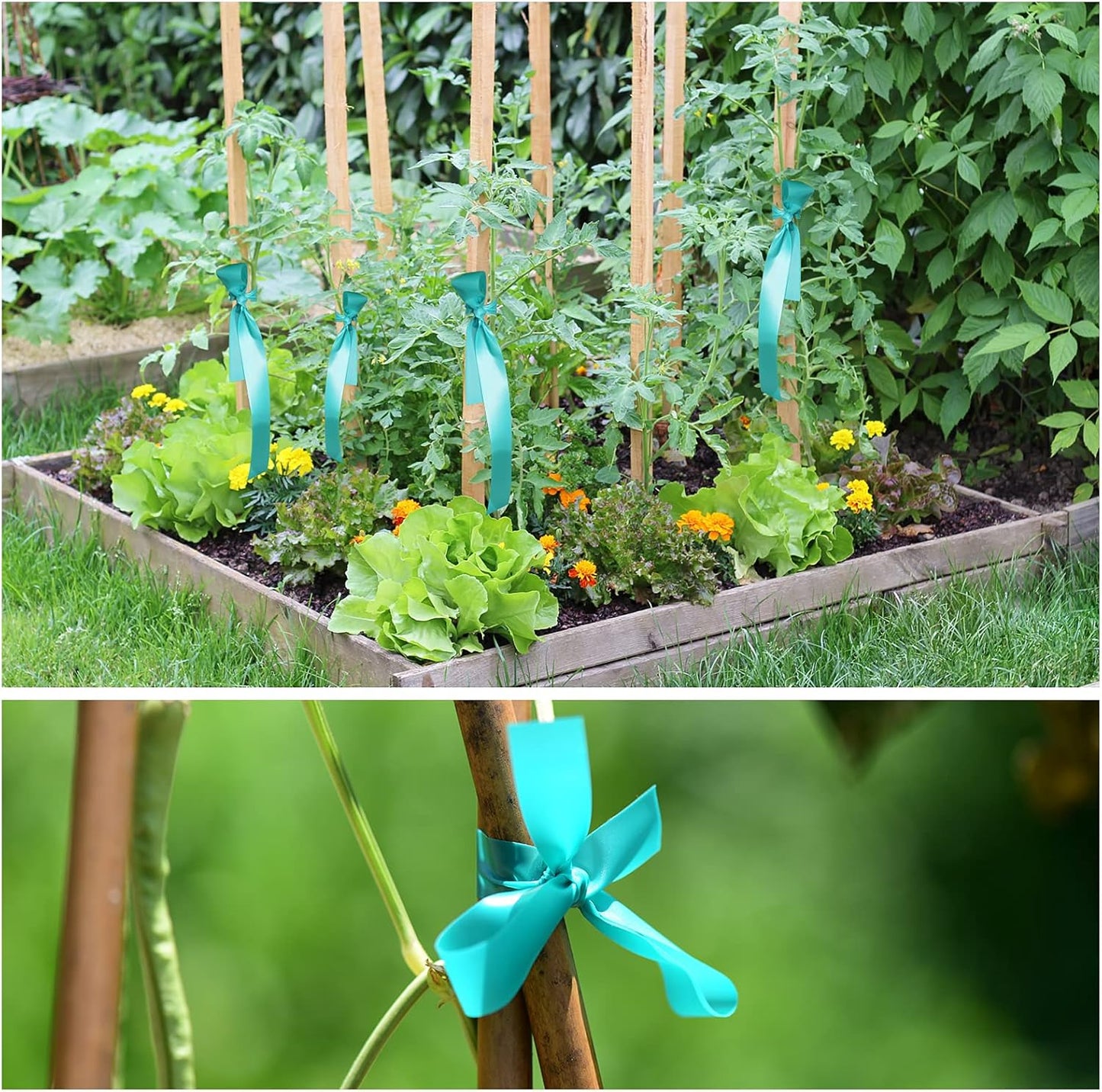 Stretch Tie Tape, 1” Wide 200FT Reusable Garden Plant Ties Green Tapes for Plants, Thick Garden Vinyl Stake Ribbon for Branches Flowers Tomatoes Indoor Outdoor Greenhouse