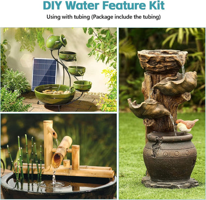 POPOSOAP Solar Fountain Pump 12W, Solar Water Fountain Pump with 160GPH Submersible Pump Adjustable Flow for Outdoor Fountain, Pond, Fish Tank, Garden, Pool, Water Features