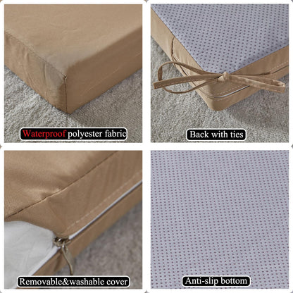 17 x 17 Inch Outdoor Seat Cushions for Patio Furniture with Non Slip and Ties Waterproof & UV Resistant Round Corner Outdoor Chair Cushions Replacement Set of 2, Khaki