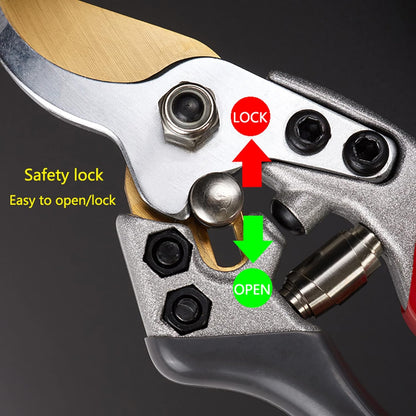 Garden Shears, Japanese labor-saving Garden Scissors, Pruning Shears and Garden Secateurs for Woman and arthritis weak, Professional Branch scissors(Red-grey)