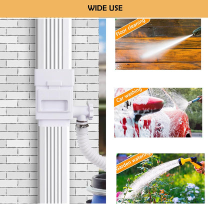Rain Barrel Diverter Kit, Downspout Diverter Fits for 2"x 3" or 3"x 4" Standard Downspout, Rainwater Collection System with Adjustable Valve and Filter,5ft Hose(White)