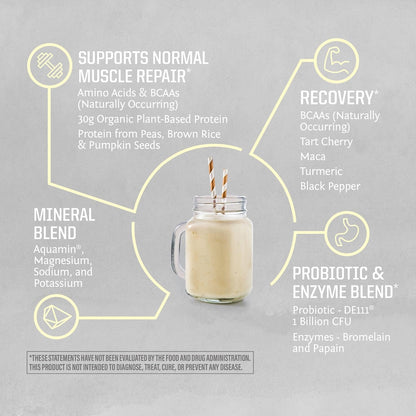 Sunwarrior Organic Plant Based Protein Powder | Vegan Organic Protein Powder with BCAA Amino Acids Plus Recovery Minerals & Botanicals | Non-GMO Soy Dairy & Gluten Free (Vanilla, 45 Servings)