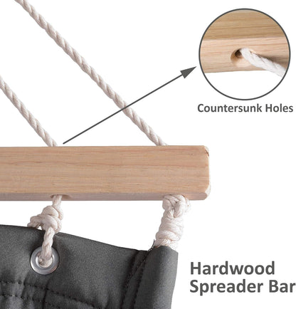 SUNCREAT Heavy Duty Hanging Tree Hammock, 475 lbs Capacity, Two Person Hammock with Large Soft Pillow, Tree Hooks, Gray