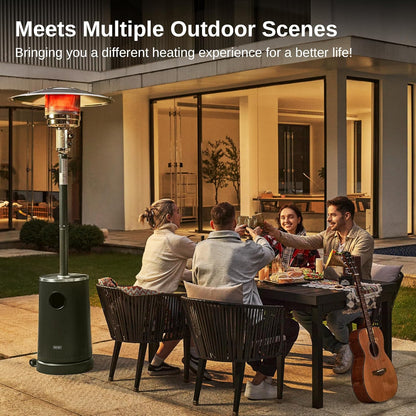 EAST OAK 50,000 BTU Patio Heater with Sand Box, Table Design, Double-Layer Stainless Steel Burner, Wheels, Triple Protection System, Outdoor Heater for Home and Residential, Rain Forest