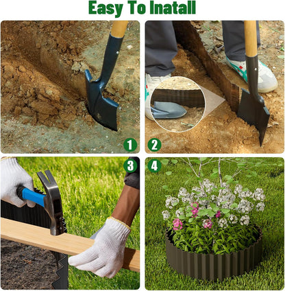 SnugNiture Corrugated Metal Garden Edging,10" x 20' Sturdy Lawn Edging Border,Landscape Edging Border for Lawn, Flower Bed,Garden and Yard