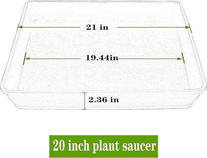 2 Pack Square Plant Saucer 20 22 Inch, Deep Plant Trays for Pots, Planters for Indoors and Outdoors Plants, Duty Plastic Plant Water Tray, Extra Large Plant Saucer (20 inch, White)