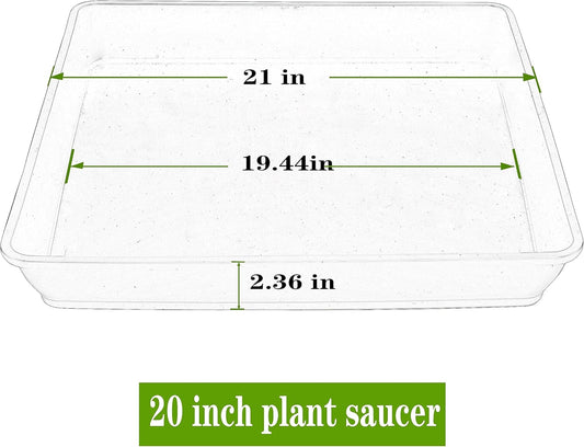 2 Pack Square Plant Saucer 20 22 Inch, Deep Plant Trays for Pots, Planters for Indoors and Outdoors Plants, Duty Plastic Plant Water Tray, Extra Large Plant Saucer (20 inch, White)