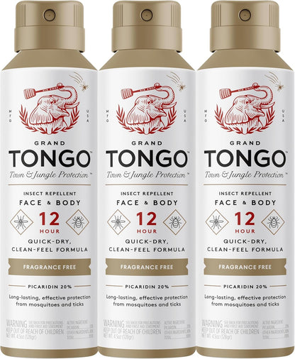 Fragrance Free Insect Repellent, 12-Hour Mosquito & Tick Protection, Picaridin-Based, Water-Based, Lightweight, Quick-Drying, DEET Alternative, Face & Body Use, 3 Pack