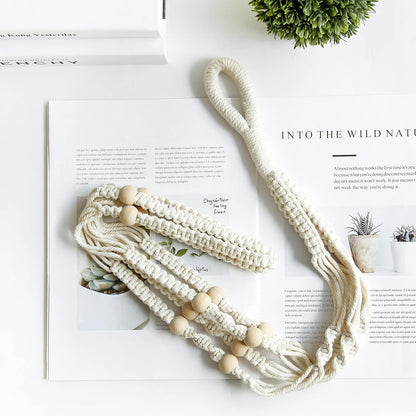 Macrame Plant Hanger Indoor Hanging with Wood Beads Macrame Planters No Tassel for Indoor Outdoor Boho Home Decor 35 Inch (Ivory,2pcs)