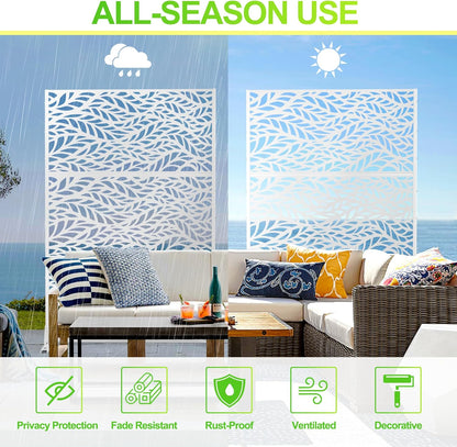 Outdoor Privacy Screen,72" H×47" W Metal Privacy Screen, Freestanding Privacy Fence Panels for Patio