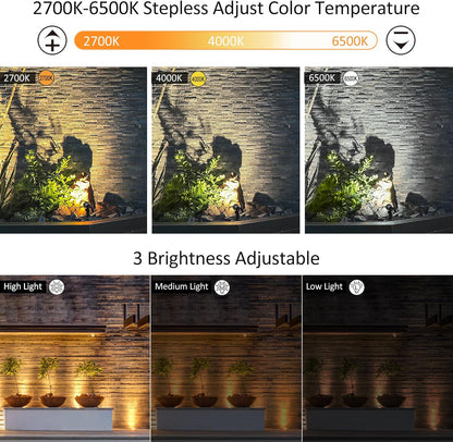 CLY Solar Landscape Spotlights, Solar Landscape Lights Outdoor IP66 Waterproof, Remote Control 2Modes 3Brightness Adjustable 2700-6500K Auto On/Off 14M Cable for Garden Pathway Trees Flag 4 in 1