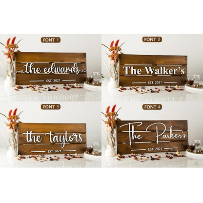 Personalized Handmade Wood Sign | Family Name Rustic Wall Decor | Wedding & Anniversary Gift | Custom Last Name Plaque | Unique Home Decor (Small)
