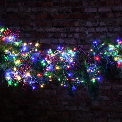 Dazzle Bright Fairy Lights Battery Operated, 4 Pack Total 80FT 240LED Silver Wire Waterproof String Lights, Christmas Decorations for Indoor Outdoor Bedroom Yard Decor, Multi-Colored