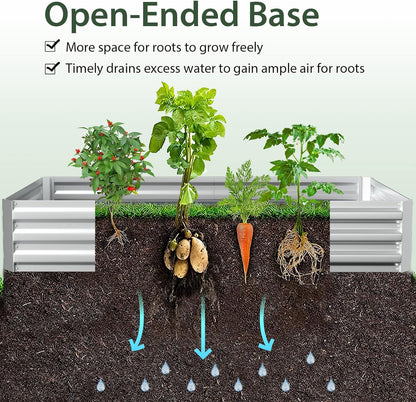 S AFSTAR Raised Garden Bed with Cover, 6FT x 3FT x 3FT Galvanized Bottomless Garden Bed with Greenhouse, Dual 2-Tier Roll-Up Windows, Easy Venting & Watering, Outdoor Metal Planter Box Kit with Cover