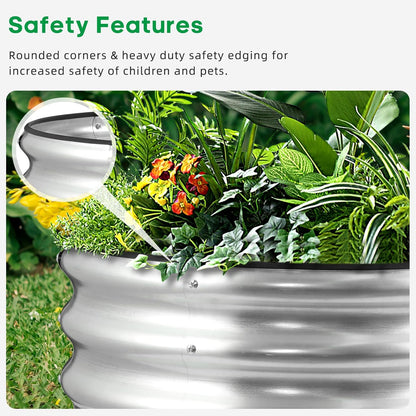 JERIA Raised Garden Bed,Galvanized Raised 2 PCS 2×2×1ft Planter Boxes Outdoor with Easy Assembly, Round Garden Bed for Vegetables, Fruits, Flowers