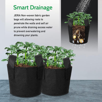 JERIA 12-Pack 1 Gallon, Vegetable/Flower/Plant Grow Bags, Aeration Fabric Pots with Handles (Black), Come with 12 Pcs Plant Labels