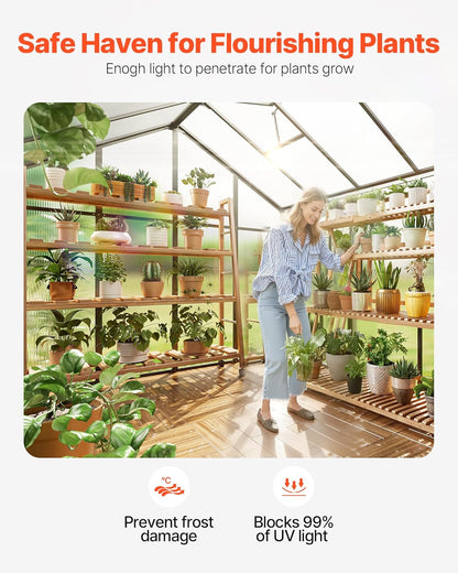 VEVOR Polycarbonate Greenhouse, 8 x 12 Ft, Outdoor Greenhouse with 2 Vent Windows, Pavilion Styled Greenhouse with Hinged Door, Aluminum Large Walk-in Greenhouse Kit for Outside Garden Backyard
