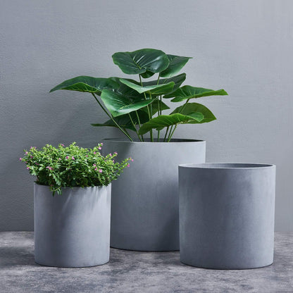 FaithLand Plant Pot 8 inch - Perfectly Fits Mid-Century Modern Plant Stand - Drainage Plug and Drainage Mesh Screen - Gray Planter Pot