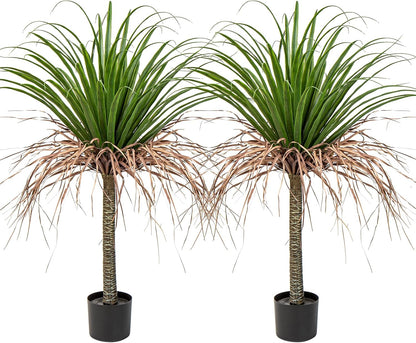 Hollyone 2 Pack Artificial Agave Tree, 3.6Ft Faux Yucca Plant in Pot, Green, Polyester, Indoor/Outdoor Decor, Housewarming Gift
