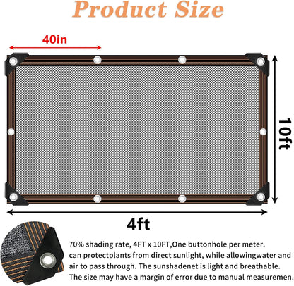QLOFEI Shade Cloth for Garden, 70% Sun Screens for Patio Pergola Outdoor, Easy to Hang Mesh Tarp Shade Cloth with Grommets, Shade Neting Cover for Kennel Chicken Coop Plant Shade Sail, 4x10 FT