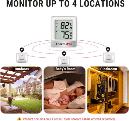 ThermoPro 500FT Indoor Outdoor Thermometer Wireless, Outdoor Thermometers for Patio with Temperature Sensor, Outside RoomThermometer for House Home Reptile Baby Room Temperature Monitor