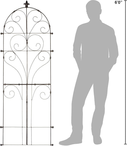 H Potter Garden Trellis for Climbing Plants Iron Metal Outdoor Scroll Wall Decor or Flowers Roses Vine Ivy Clematis GAR214 Large
