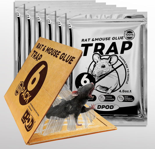 Glue Mouse Traps Indoor for Home 6 Pack, Large Sticky Mouse Traps for Inside House, Pre-Baited Adhesive Non-Toxic Glue Traps for Mice Rats, Snakes, Lizard, Insect(13.5" x 8.5")