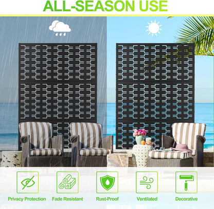 Outdoor Privacy Screen,72" H×47" W Metal Privacy Screen, Freestanding Privacy Fence Panels for Patio