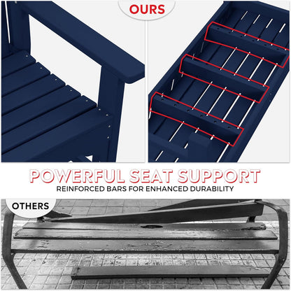 Garden Bench, Farmhouse Park Front Porch for Entryway Bench Outdoor Seating Low Bench Patio Bench Outside/Indoor, Navy Blue