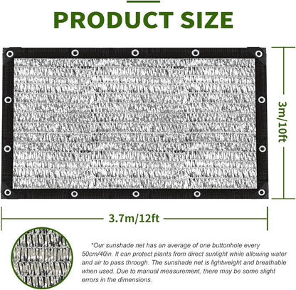 10×12FT Shade Cloth-80% Aluminum Sunblock Neting,Durable Mesh Tarp with Grommets,Shade Cloth for Garden,Car, Outdoor Pergola,Greenhouse,Chicken Coop and Dog Kennel(Silver)